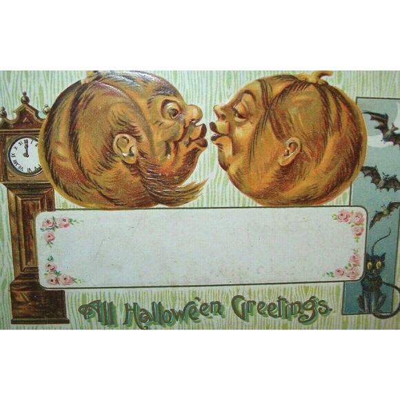 Vintage Halloween Postcard Gottschalk Kissing Goblins Bats 2040 Newport Pa 1908